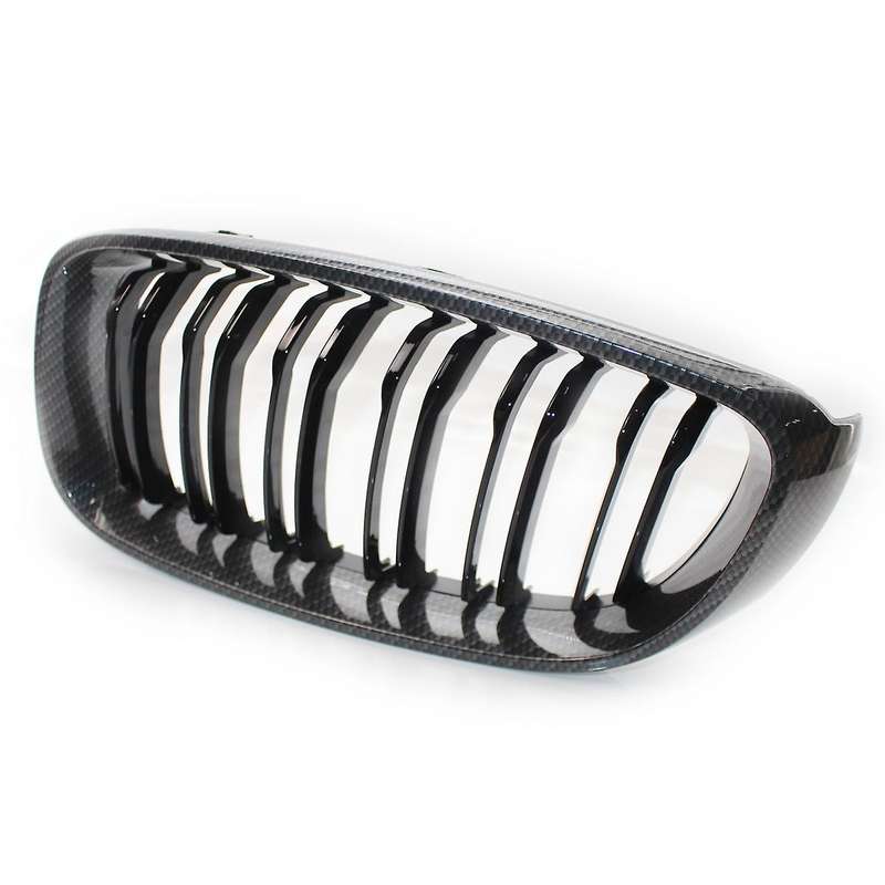 Front Kidney Grille Grill Gloss Black Carbon Fiber Double Line for 3 Series GT/F34 2012-2018