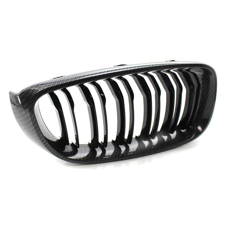 Front Kidney Grille Grill Gloss Black Carbon Fiber Double Line for 3 Series GT/F34 2012-2018