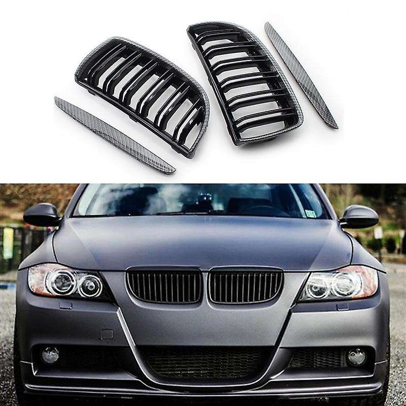 Front Kidney Grille Hood Grills -Double Line for - E90 323I 328I 335I 330I 325I 3-Series 2005-2008 C
