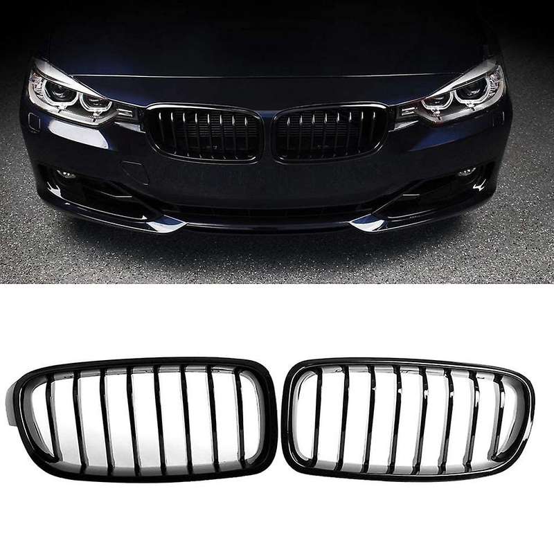 Front Kidney Grille for 3 Series F30 F31 F35 2012-2018 (single Slat Gloss Black , 2-pc Set)