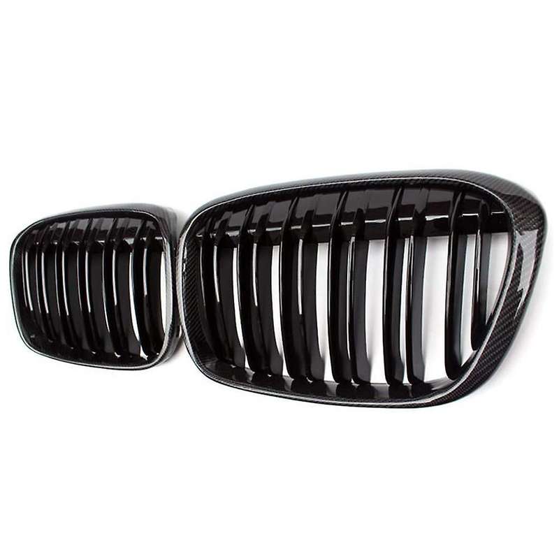 Front Kidney Grille Gloss Black Carbon Fiber Double Line Grill for X1 Series F48 F49 2016-2019
