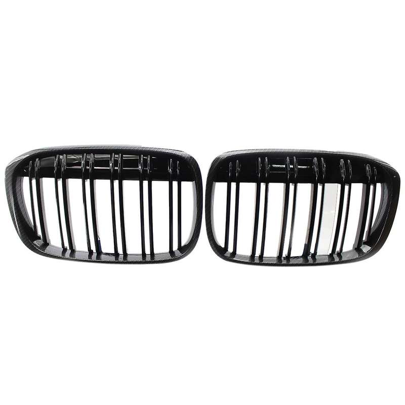 Front Kidney Grille Gloss Black Carbon Fiber Double Line Grill for X1 Series F48 F49 2016-2019
