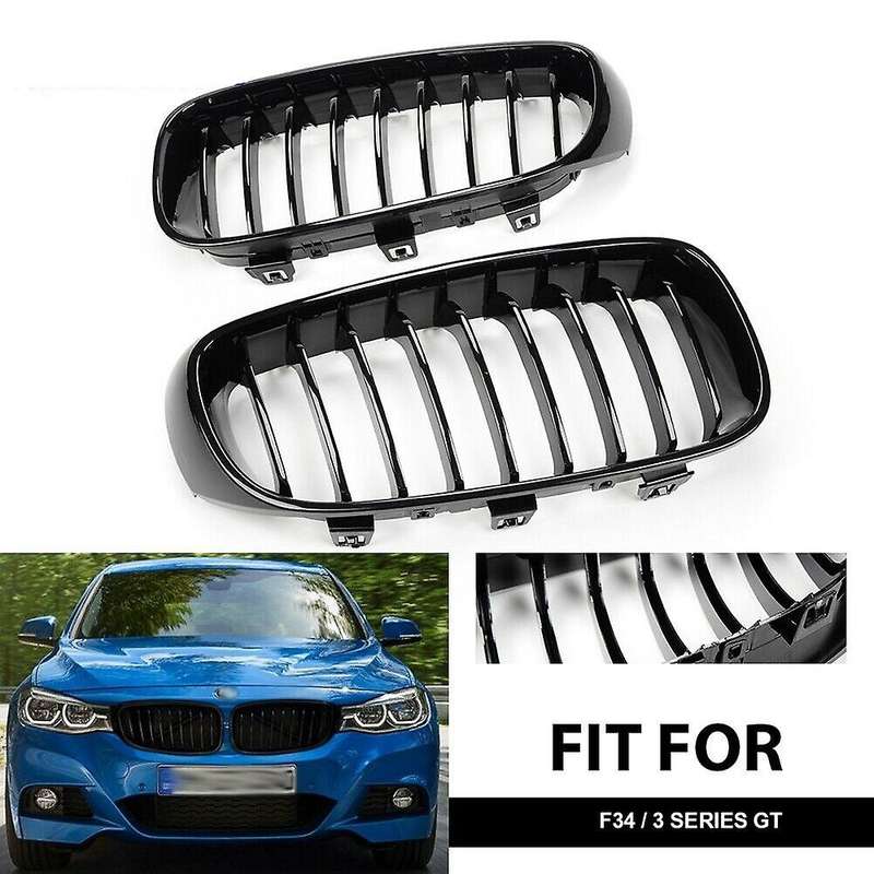 Front Kidney Hood Grille Grill for  F34 3 Series 328I 330I 335I 340I GT XDrive 2014-2019 Gloss Black