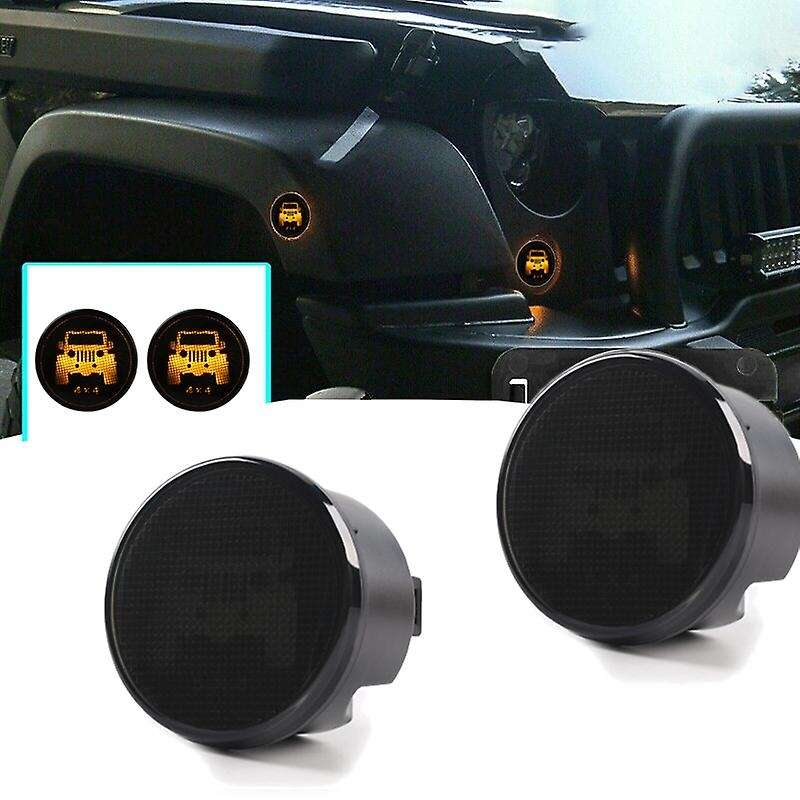 Front LED Turn Signal Light Front Grill Turn Signal LED Front Blinker -Smoke Lens for Wrangler JK 07