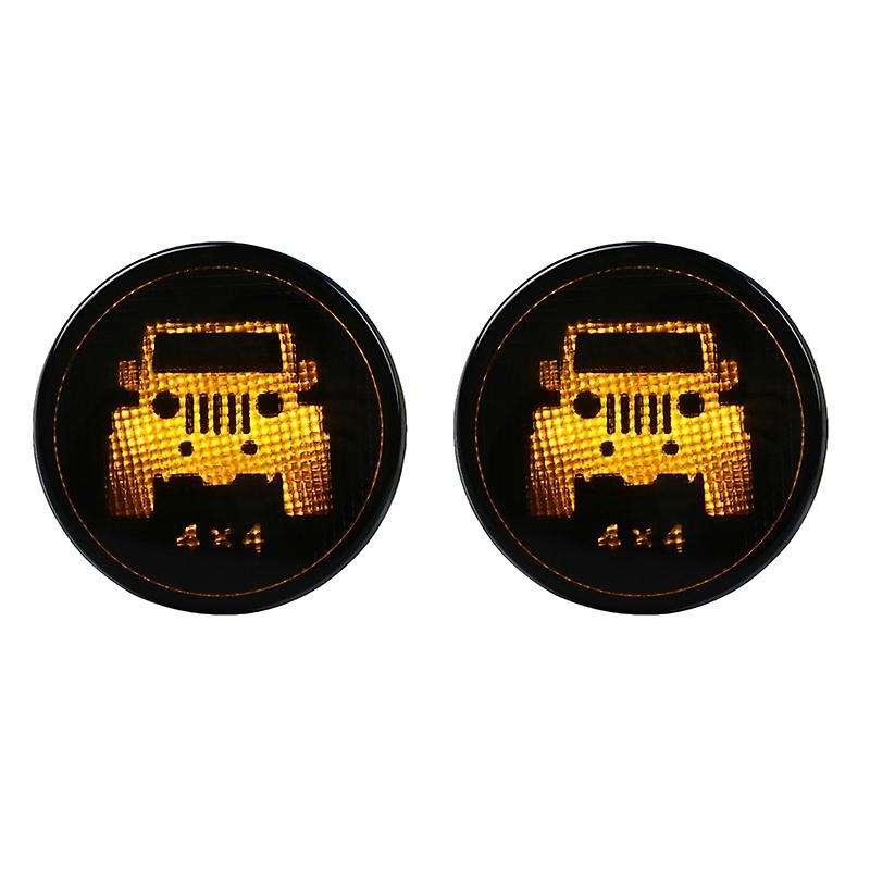 Front LED Turn Signal Light Front Grill Turn Signal LED Front Blinker -Smoke Lens for Wrangler JK 07