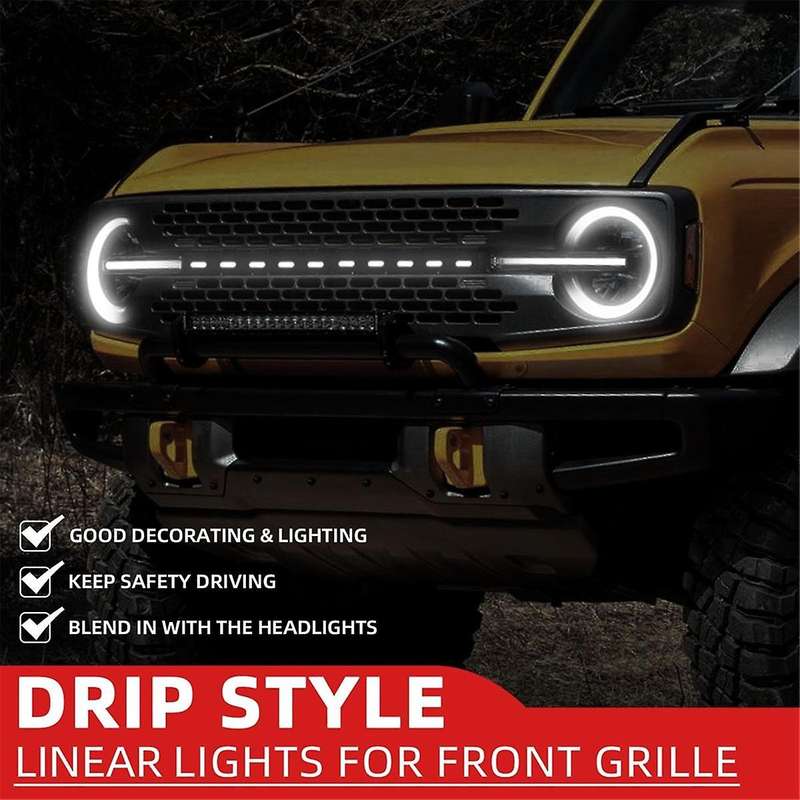 Front Led Grille Light Strip for 2021 2022 2023 Accessories, Drip Style Hood Grille Led Dynamic Ligh