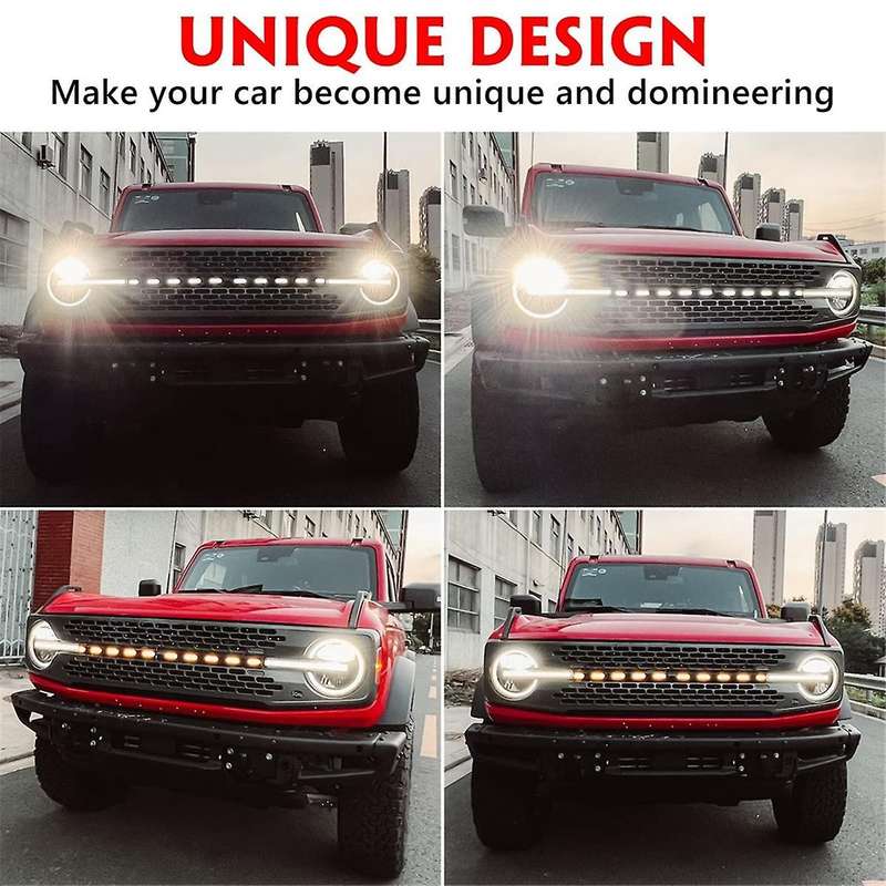 Front Led Grille Light Strip for 2021 2022 2023 Accessories, Drip Style Hood Grille Led Dynamic Ligh