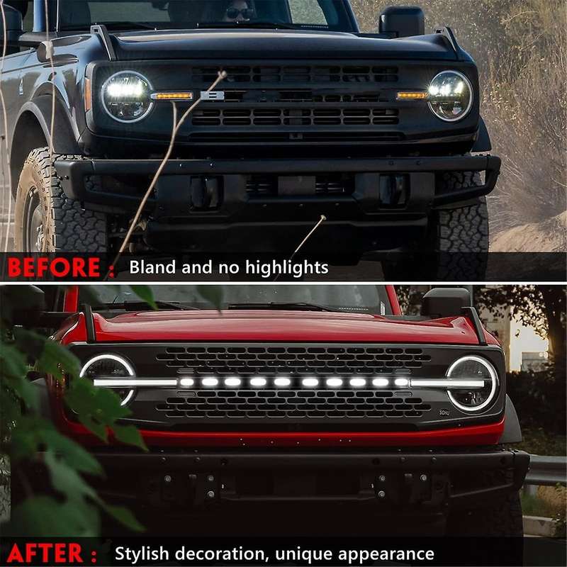 Front Led Grille Light Strip for 2021 2022 2023 Accessories, Drip Style Hood Grille Led Dynamic Ligh