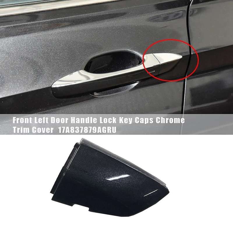 Front Left Door Handle Lock Key Cap Chrome 17A837879AGRU for MK7 2018-2024 Outside Handle Trim Cover