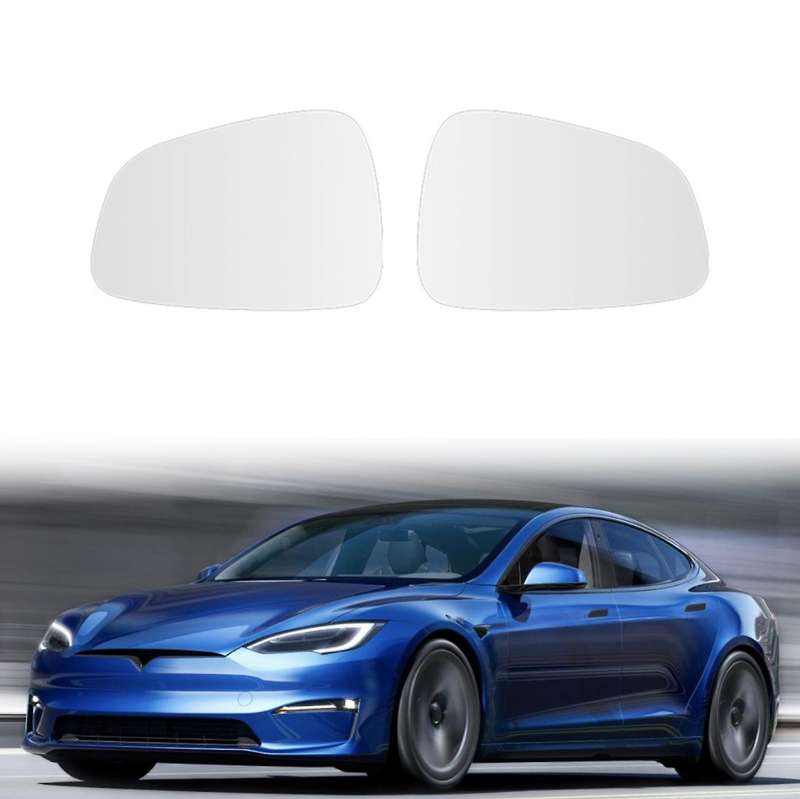 Front Left Right Anti-Fog Rear View Mirror Lens Glass for Model S Rearview Mirror,White Mirror