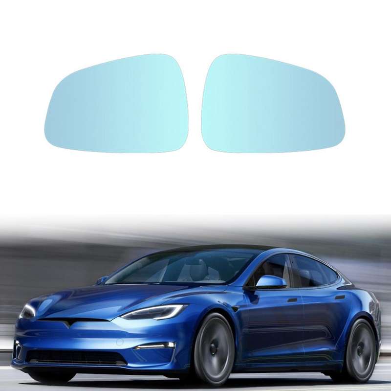 Front Left Right Anti-Fog Rear View Mirror Lens Glass for Model S Rearview Mirror,Blue Mirror