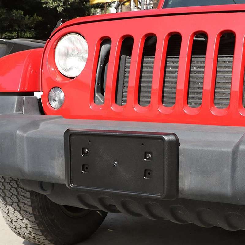 Front License Plate Mounting Bracket Holder for 2013 2014 2015 2016 2017 Wrangler JK JKU ABS Black
