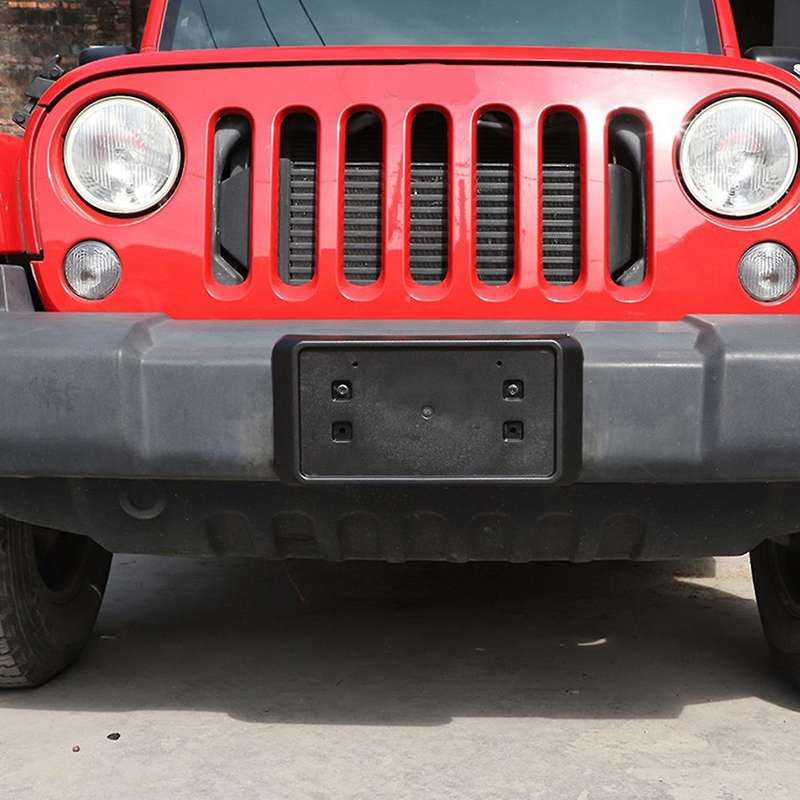 Front License Plate Mounting Bracket Holder for 2013 2014 2015 2016 2017 Wrangler JK JKU ABS Black