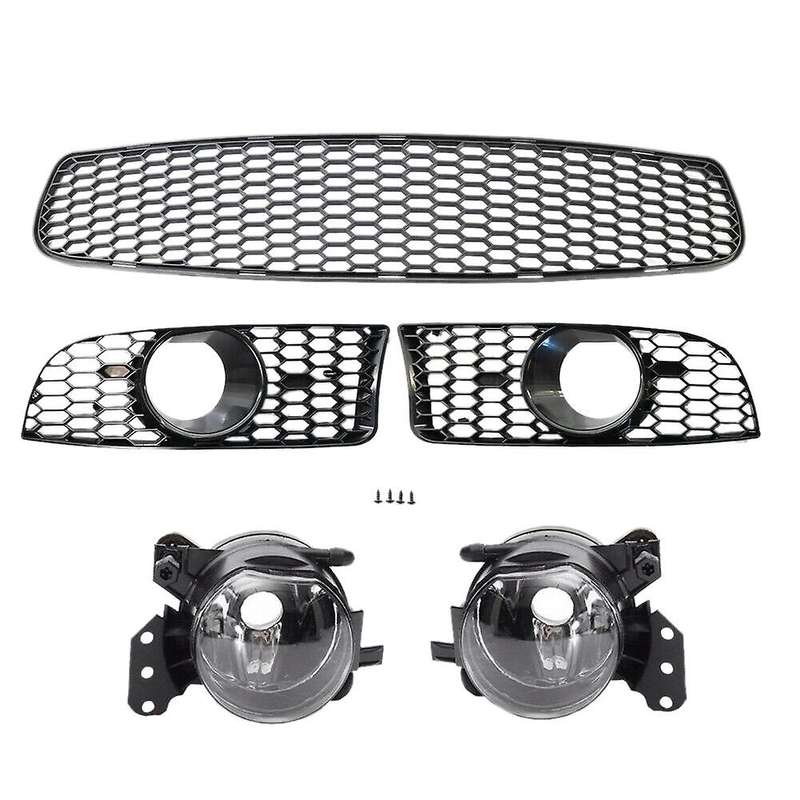 Front Lower Bumper Grille Fog Light Grill + Fog Lamp Kit for 3-Series E90 E92 E93 2009-2011