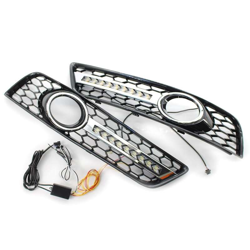 Front Lower Bumper Fog Light Lamp Grill with LED DRL 1 Pair for  A3 8P 2009-2013