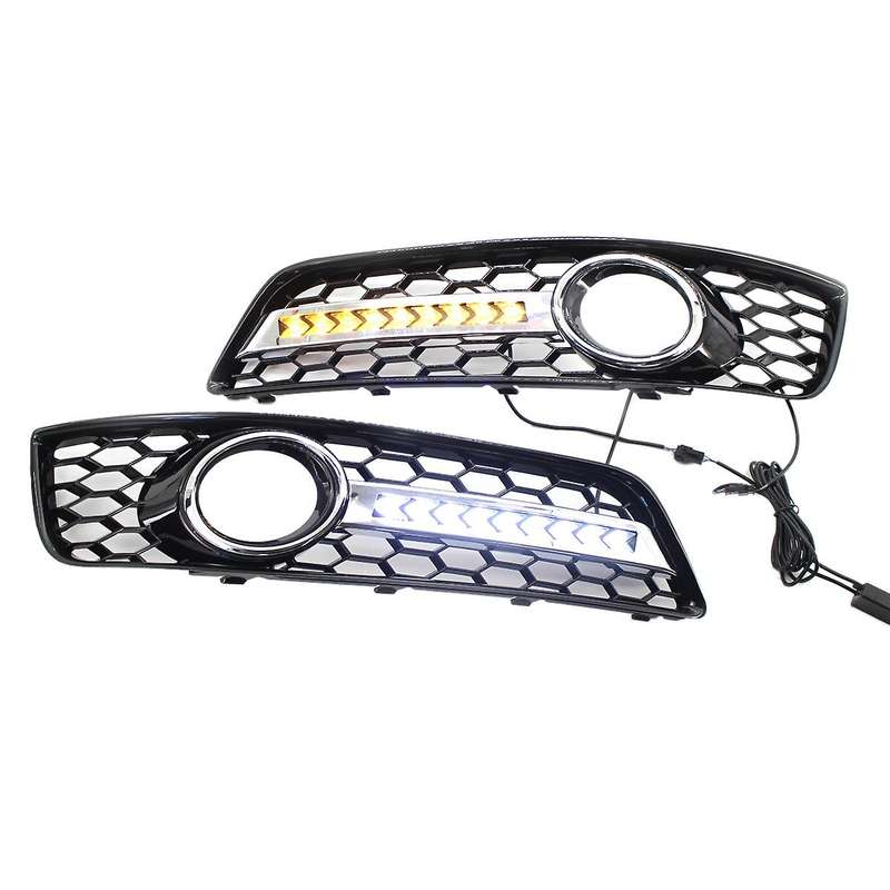 Front Lower Bumper Fog Light Lamp Grill with LED DRL 1 Pair for  A3 8P 2009-2013