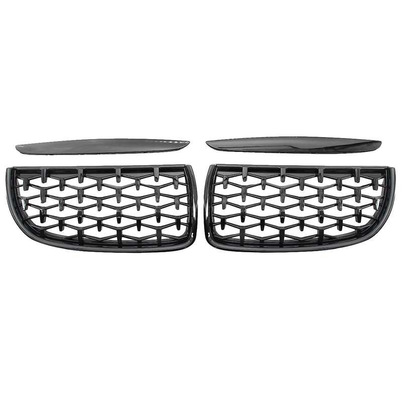 Front Meteor Grill Grilles Kidney Grill Replacement for 3 Series E90 E91 06-08 Bright Black