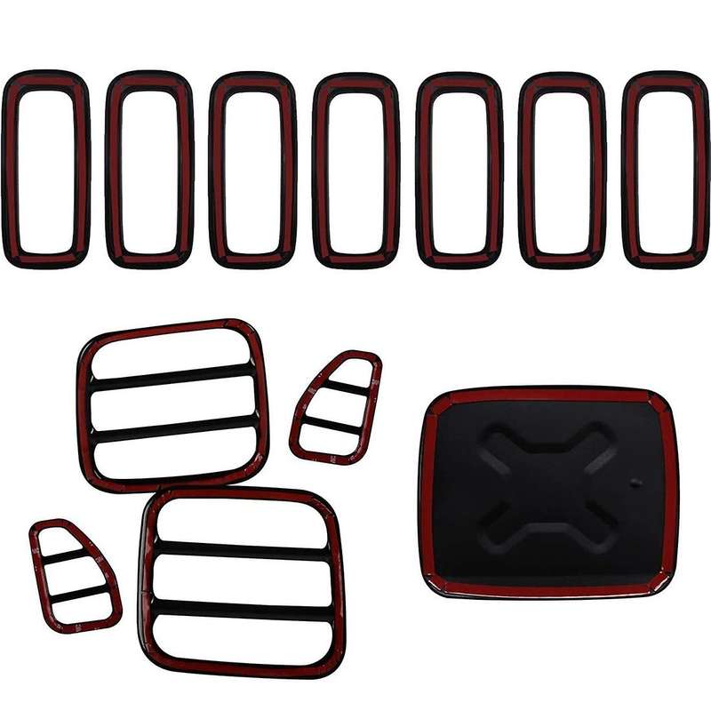 Front Mesh Grilles & Headlight and Taillight Covers & Door Fuel Filler Cap for 2016-2020 Exterior Tr
