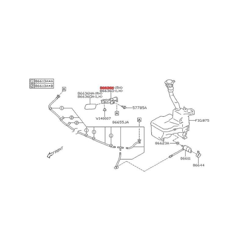Front Right Headlight Water Spray Nozzle 86636CA251 for BRZ 2015-2019 Head Light Washer Nozzle Actua