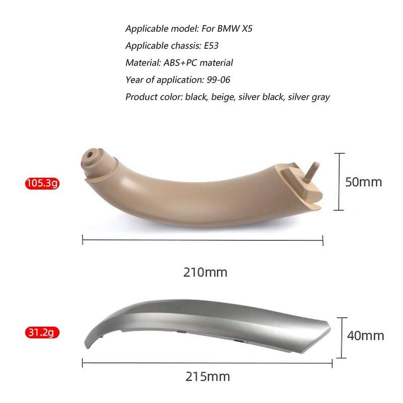 Front Right Interior Decoration Parts Inner Handle Door Panel Pull Trim Cover for X5 E53 1999-2006 S