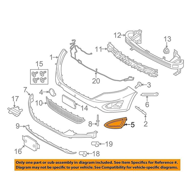 Front Right Passenger Side Fog Light Cover Bezel FT4Z-17B814-AA for Edge 2015-2018 Car Fog Lamp Bez