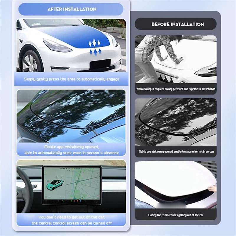 Front Spare Box Electric Lock for Model Y 2020-2024 Automatic Adsorption Easy Installation
