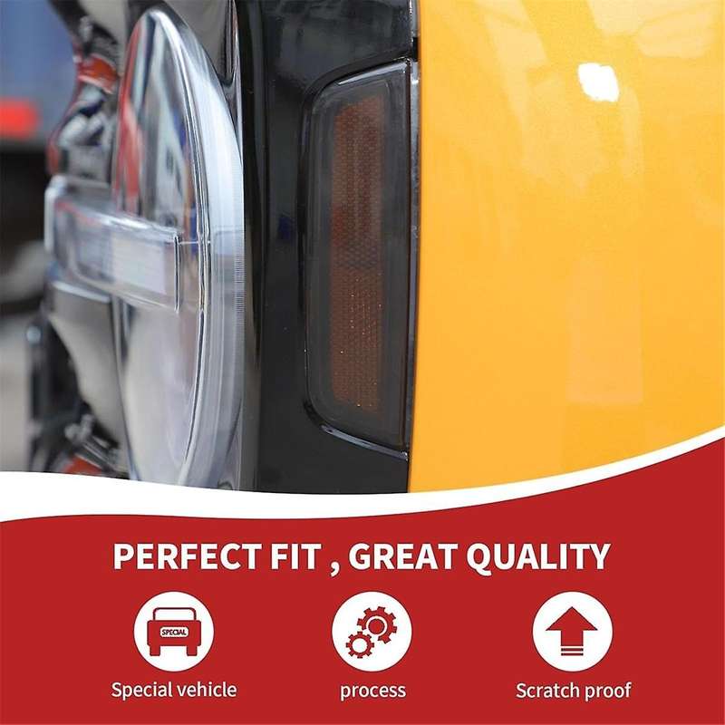 Front Turning Lamp Side Warning Light Cover Headlight Trim for 2021-2024 Exterior Accessories, Smoke