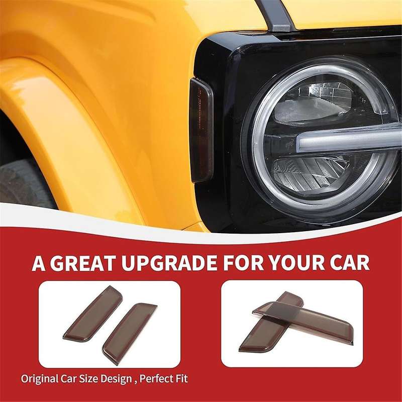 Front Turning Lamp Side Warning Light Cover Headlight Trim for 2021-2024 Exterior Accessories, Smoke