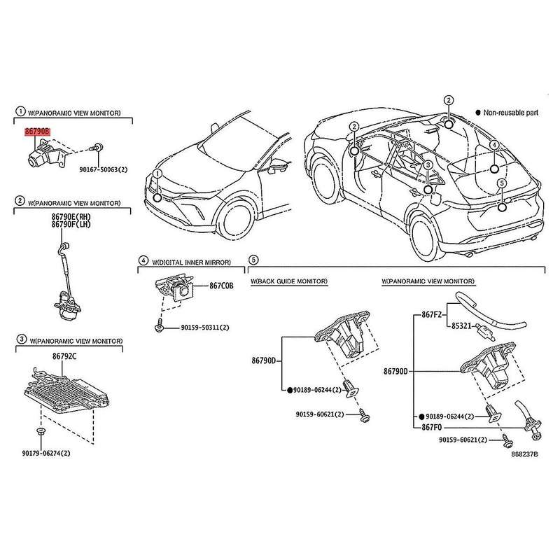 Front View Camera 86790-48251 86790-16031 Bumper Grille Camera for Venza 2020-2023 Surround Assist