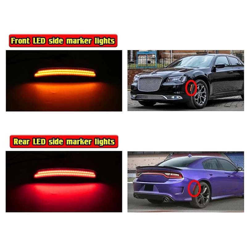 Front+Rear Car Side Marker Light for 300 300C 2015-2021 Wheel Arches Turn Signal Indicator Blinker L