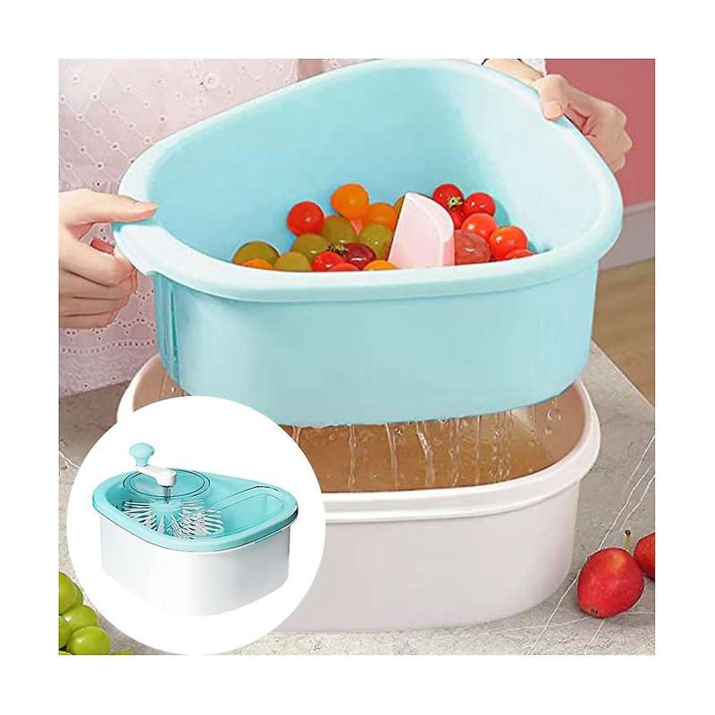 Fruit and Vegetable Washing Machine, Vegetable Cleaner Device with Full-sided Spin Scrubber Brush F