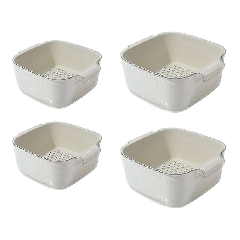 Fruit Strainer,vegetable Washing Basket,2 Set Fruit Washing Bowl 4 In 1 Double-layer Drain Basin and