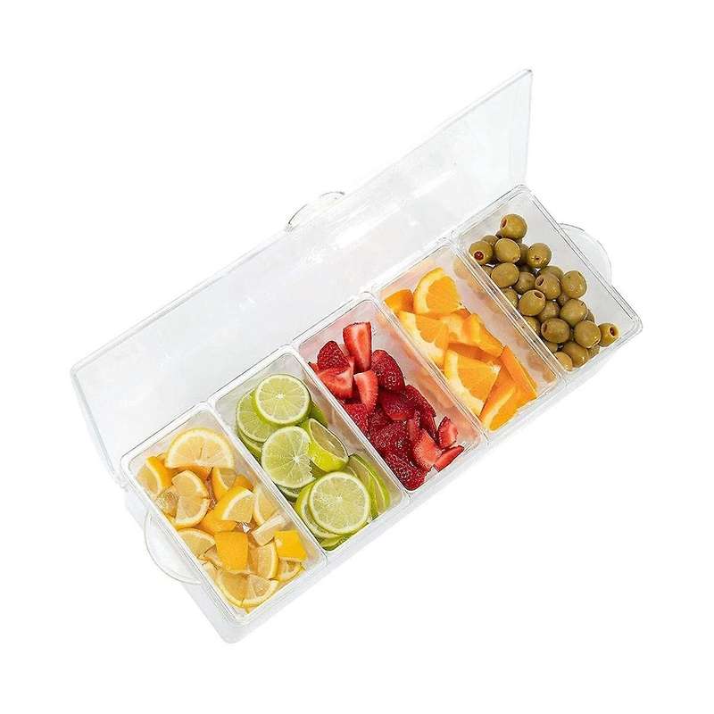 Fruit Vegetable Spice Container with Lid, Plastic Ingredient Container, Ingredient Box, 5 Compartmen