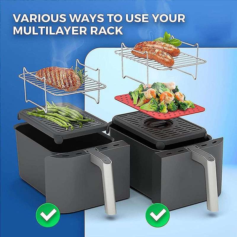 Fryer Rack for Ninja DZ201/DZ401 Foodi Accessories Stainless Steel Multi-Layer Stackable Dehydrato