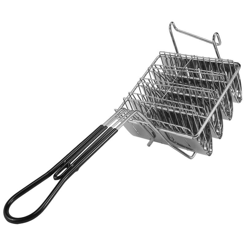 Fryer Basket, Shell Fryer, Holds 4 Shells Deep Fryer Holders Basket with Grip Handle Holder Stand