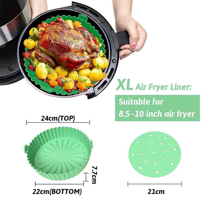 Fryer Liner, 10 Inch Reusable Silicone Fryer Pot,Non-Stick Oil Filter Design, 22cm for Fryer Brown