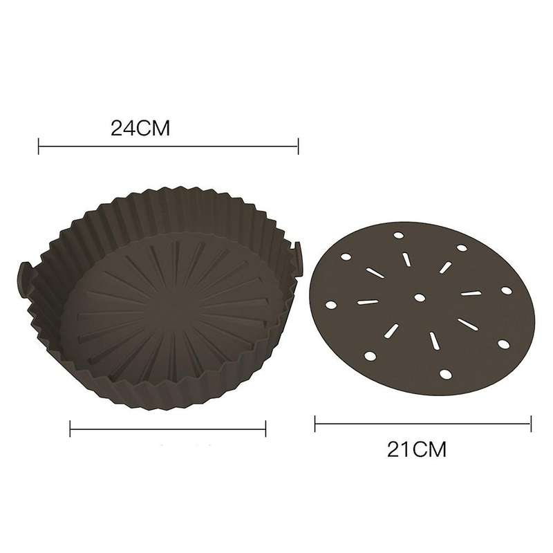 Fryer Liner, 10 Inch Reusable Silicone Fryer Pot,Non-Stick Oil Filter Design, 22cm for Fryer Brown