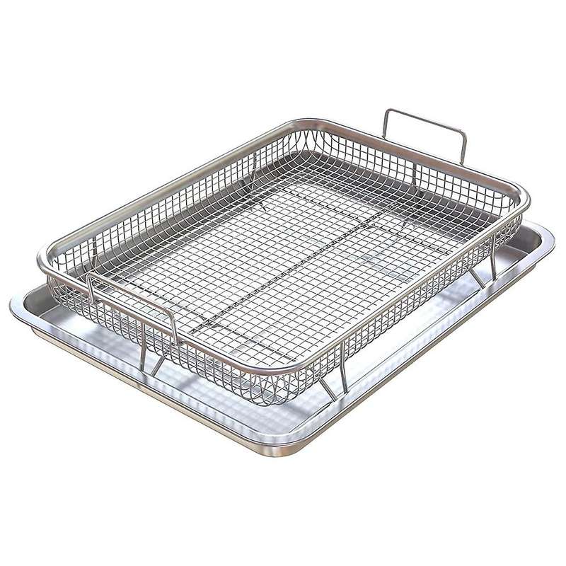 Fryer Basket for Oven,Stainless Steel Crisper Tray and Pan, Deluxe Fry in Your Oven, 2-Piece Set