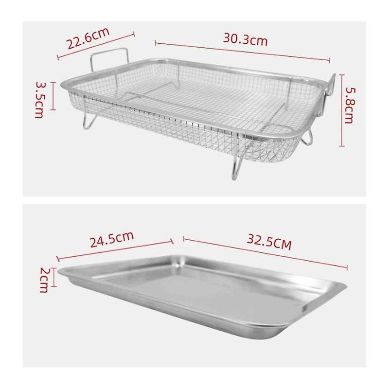 Fryer Basket for Oven,Stainless Steel Crisper Tray and Pan, Deluxe Fry in Your Oven, 2-Piece Set