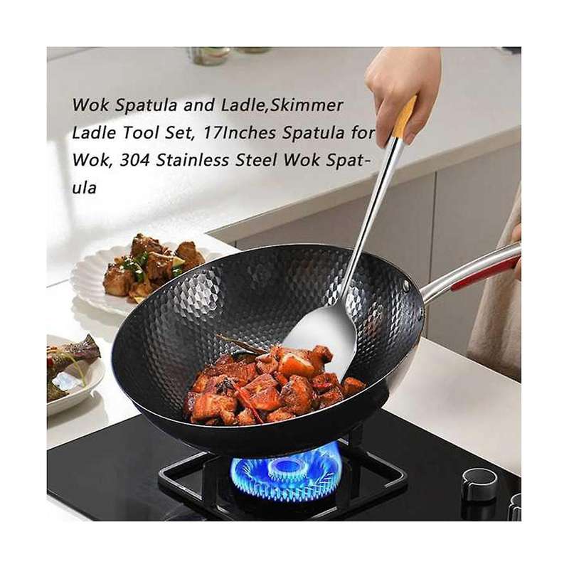 Frying Spatula, 17inches Spatula for Wok, Stainless Steel Wok Spatula