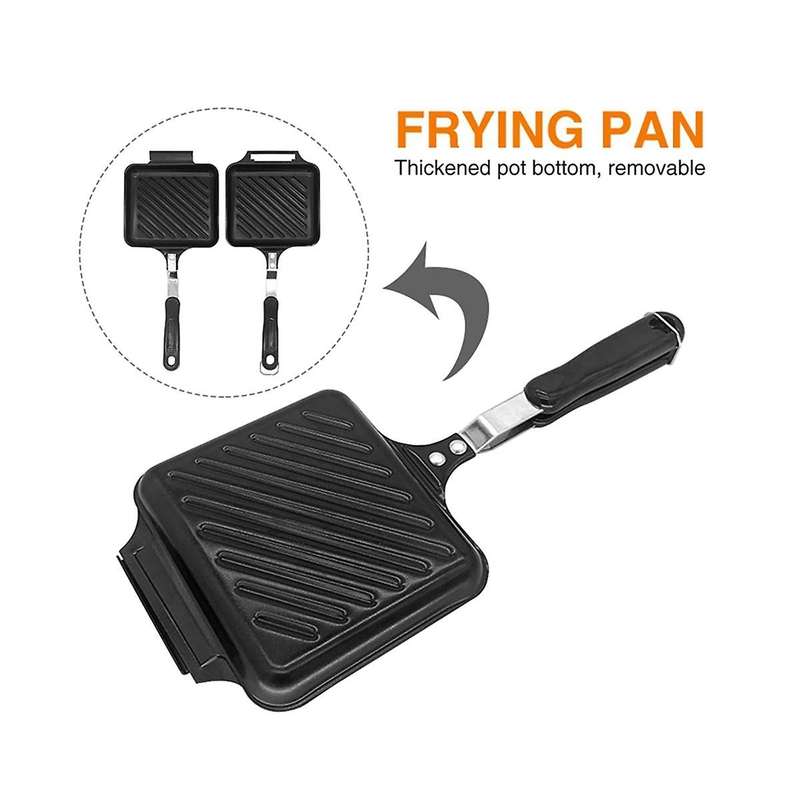 Frying Pan Toast Flip Grill Sandwich Fine Iron Grilled Cheese Maker Rapid Heating Cookware Detachabl