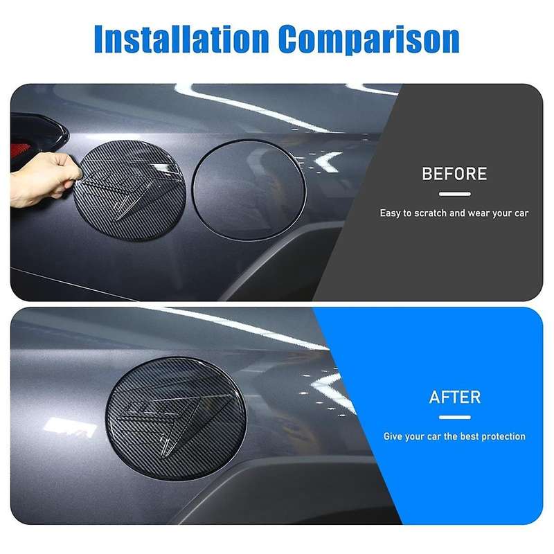 Fuel Tank Cover Trim for 2021-2023 Accessories, Exterior Fuel Oil Filler Gas Tank Cap Trim Carbon Fi