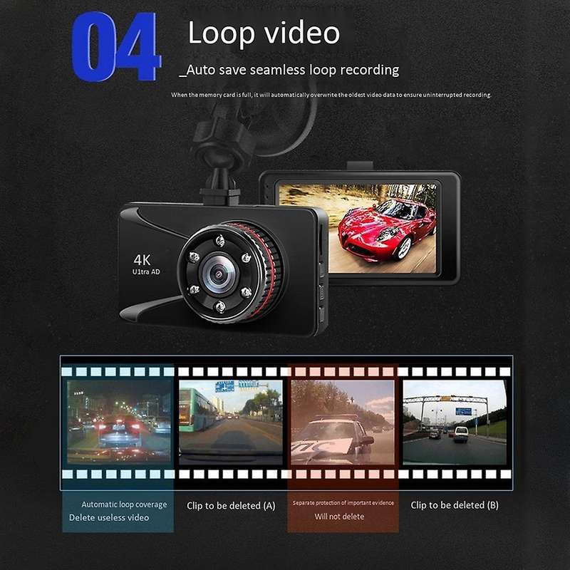 Full HD 1080P 3 Inch Driving Recorder DVR Dash Camera Cycle Recording Night Vision Wide Angle Dashca