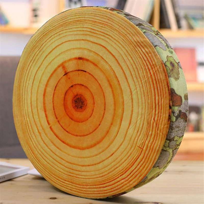 Funny Cute Wood Throw Pillow Wood Log Pillow Soft Stump for Couch Sofa Living Home Bedroom Room Deco