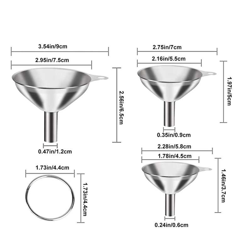 Funnels for Filling Bottles 3Pcs Stainless Steel Mini Kitchen Funnel Set Funnels for Transferring Es