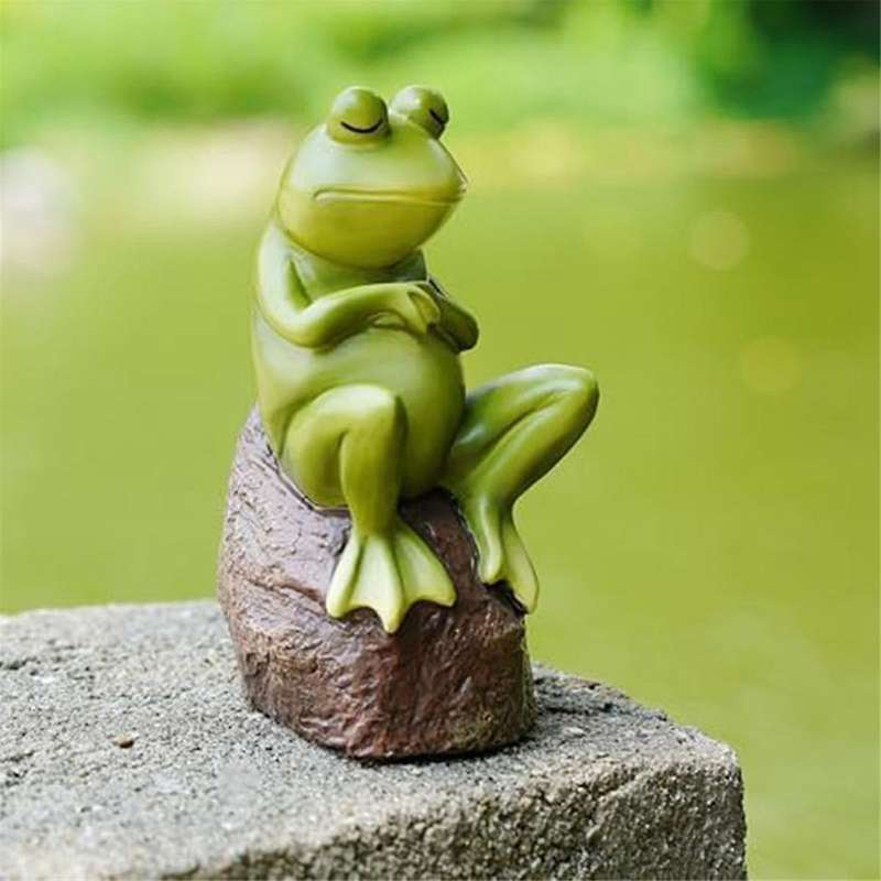 Funny Frog Garden Statues Decor, Outdoor Resin Sleeping Frogs Garden Animal Statue, Waterproof Outsi