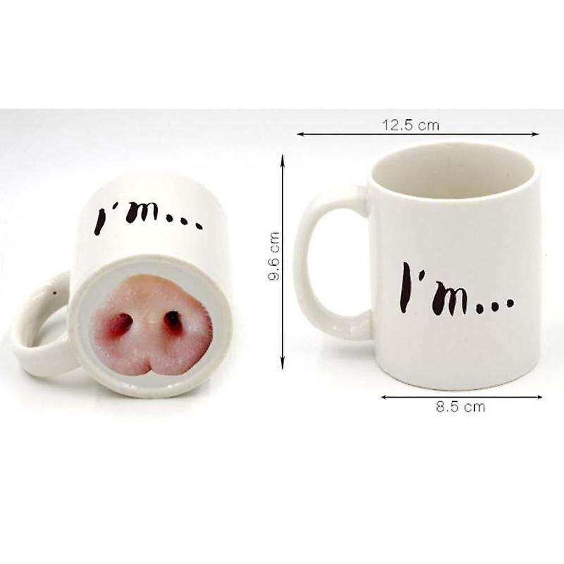 Funny Dog Pig Nose Mug Cup Ceramic Mark Beverage Laugh Tea Coffee Cups Pig Nose