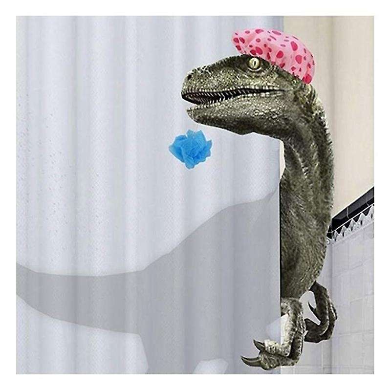 Funny Dinosaur Shower Curtain Bathroom Curtain with Hook Cartoon Bathing Dinosaur Fabric Shower Curt