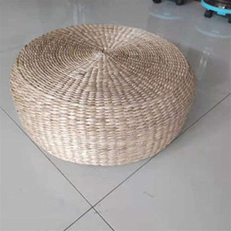 Futon Seat Cushion, Natural Straw Outdoor Floor Pillow, Round Floor Mat, Handmade Meditation Cushion