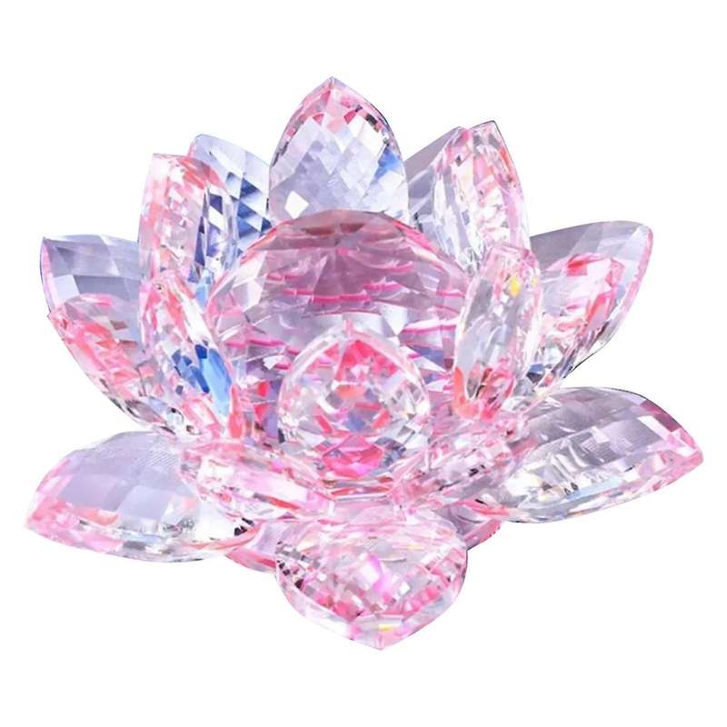 G Crystal Lotus Flower Figurine Valentine Wedding Decor Glass Craft Collection Paperweight Table Orn